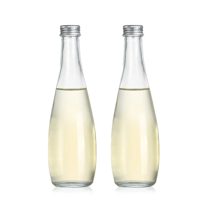 Wholesale 300ml empty clear glass beverage bottle for chia seed juice with lid