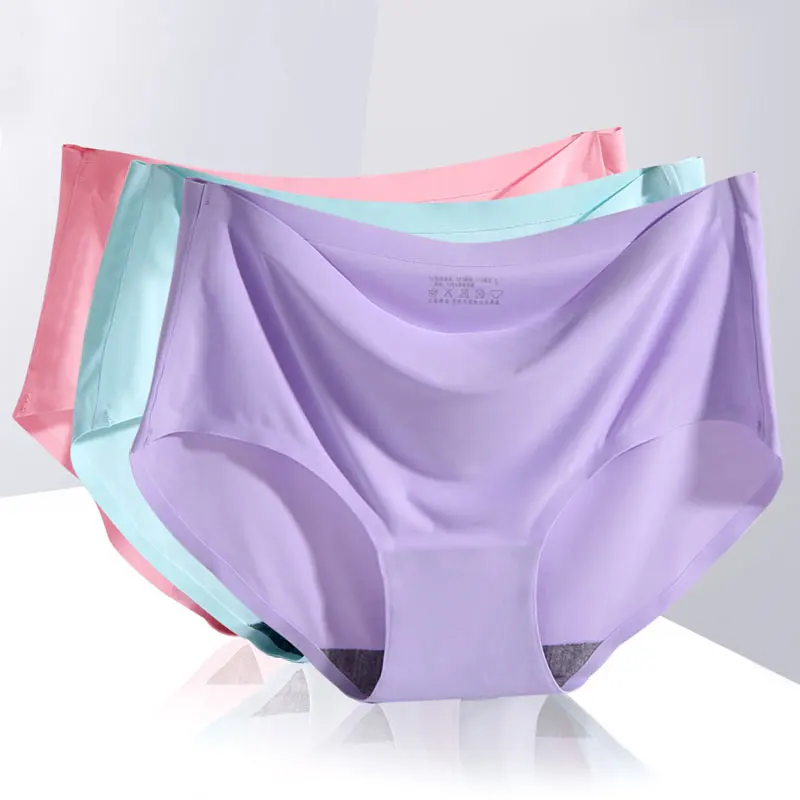 Wholesale Silk Satin Panties Underpants Women Briefs Cheap Price Ladies Ice Silk Seamless Inner Wear Undies Underwear Panties