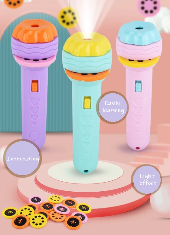 Baby Early Education Sleeping Story Book Projector Flashlight Torch Lamp Toy for Kid Gift Light Up Toys
