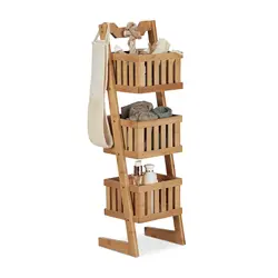 Living Room kitchen Vegetable 3 Tier Ladder Shelf  Bamboo Wood Bathroom Shower Caddy Towel Storage Rack