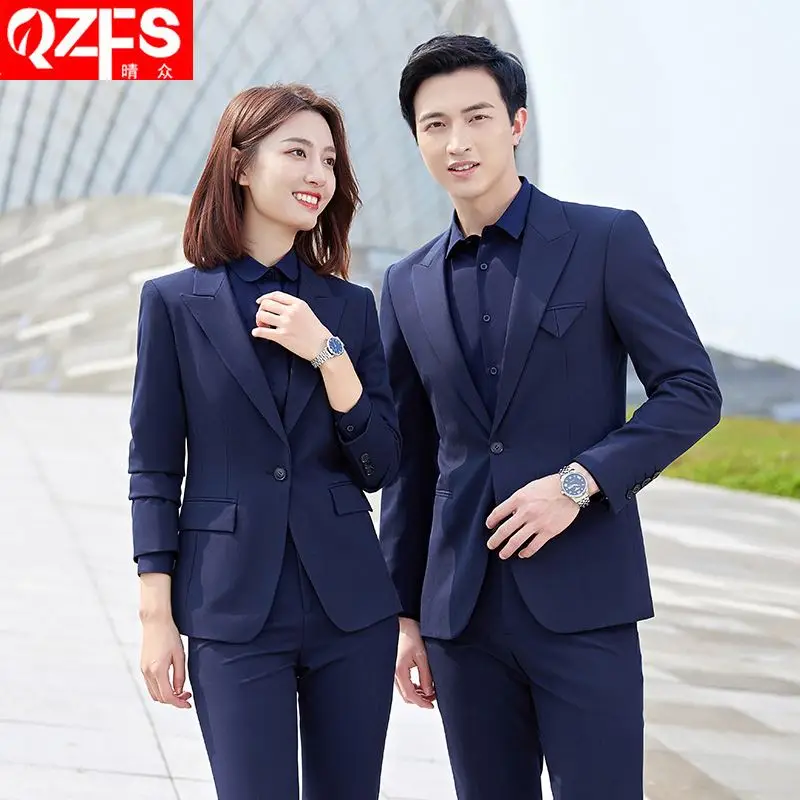 OEM terno With The Same Suit Casual Temperament Autumn Manager President  High-end Professional Men and Women suits 2 piece
