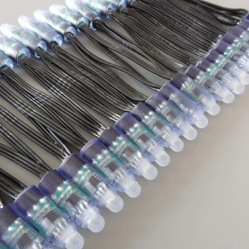 Smart RGB Pixel LED bullet nodes 100 leds Xconnect Waterproof pigtail Black 18awg WS2811 12V light string addressable full color