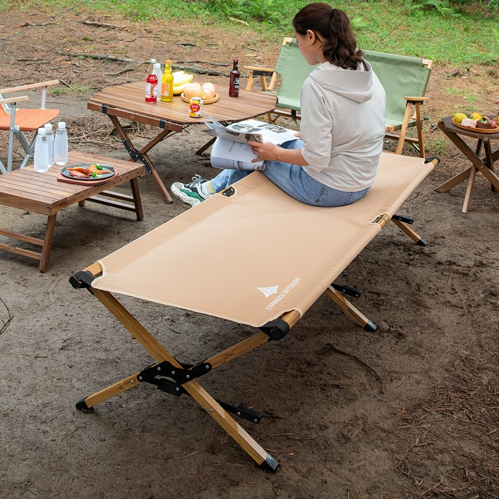 CHANGZU Ultralight OEM LOGO Aluminum Outdoor Oxford Camp Cot Adjustable Height Sleeping Folding Camping Cot Bed