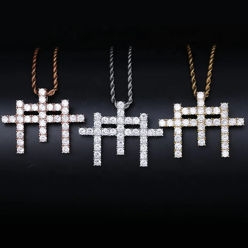 
Misterjewelry gold color inverted sterling silver rhinestone cross pendant 