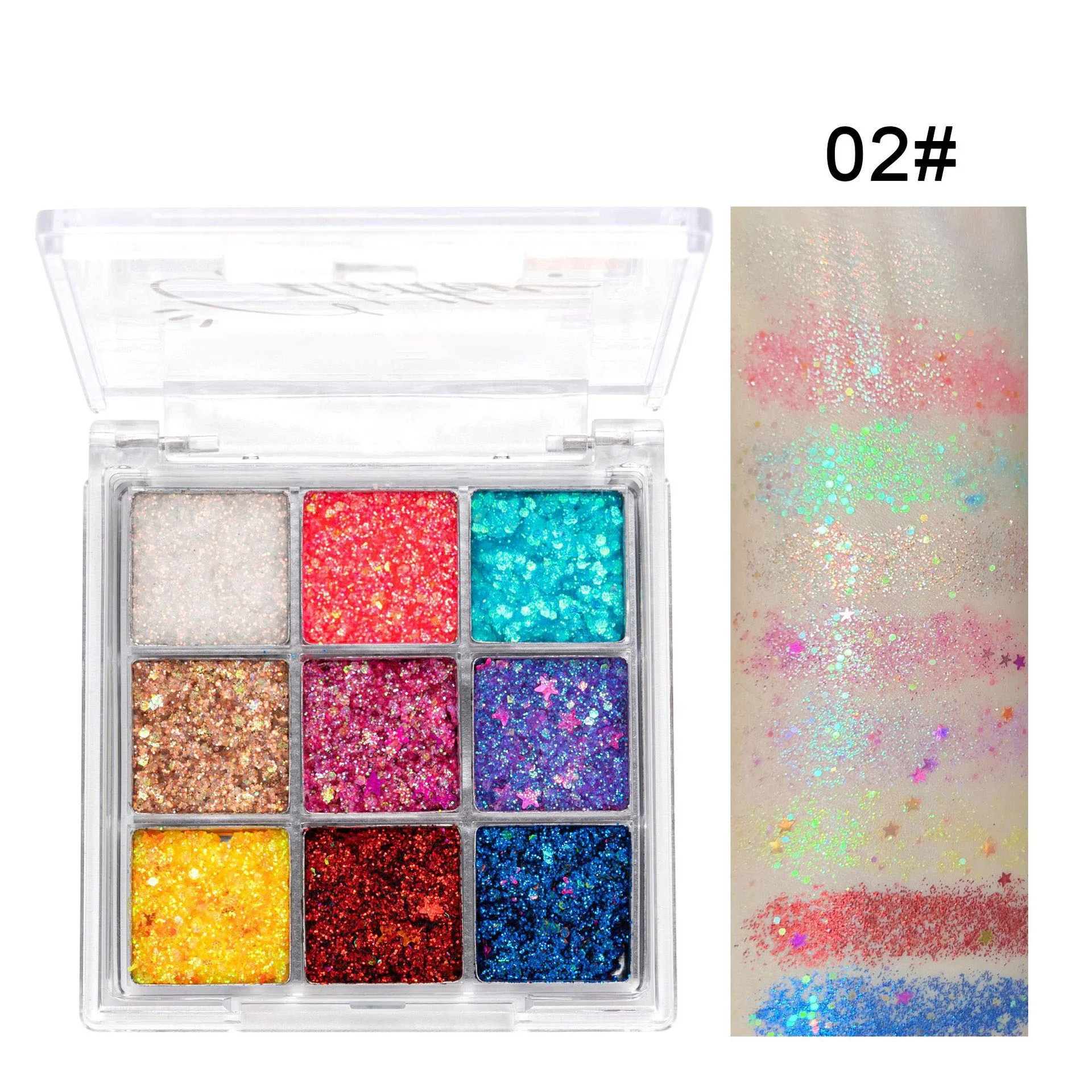 9 color sequins glitter metallic eyeshadow sparkling diamond high pigment private label logo chameleon eye shadow palette