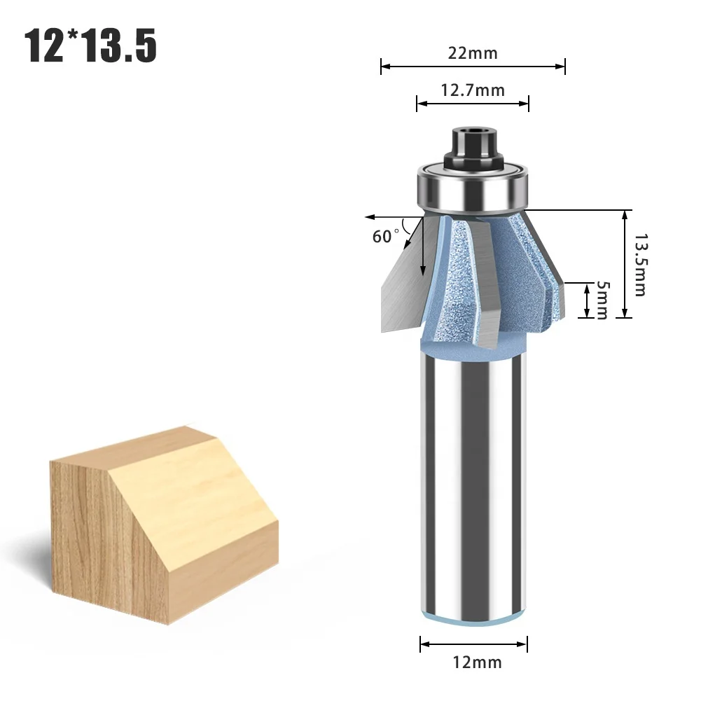 Chamfer Cut Tungsten steel Wood Router Bits Bevel Edge Forming 60 Degree with 4 flutes