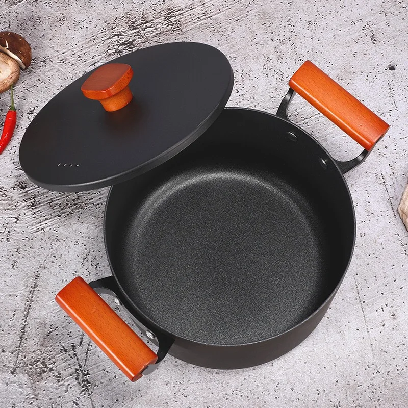 
Cast Iron non stick cookware sets kitchenware with soup pot milk pot frying pan and wok pan 