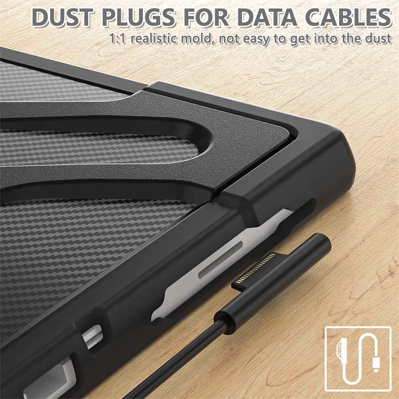 360 Rotating Kickstand rugged tablet protective case for Microsoft Surface Pro 7 with hand strap