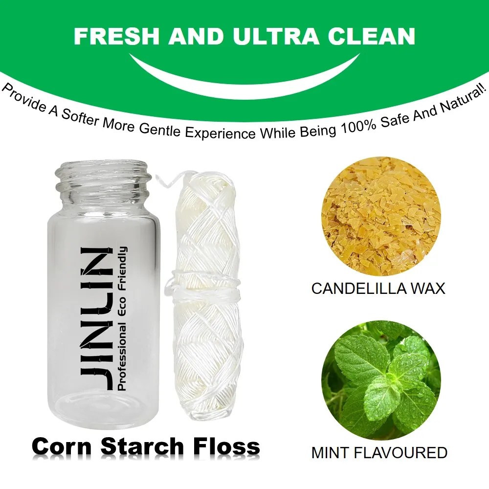 30m Eco Plastic Free Biodegradable Oral Care Vegan Corn Natural Mint Bamboo Charcoal Dental Floss