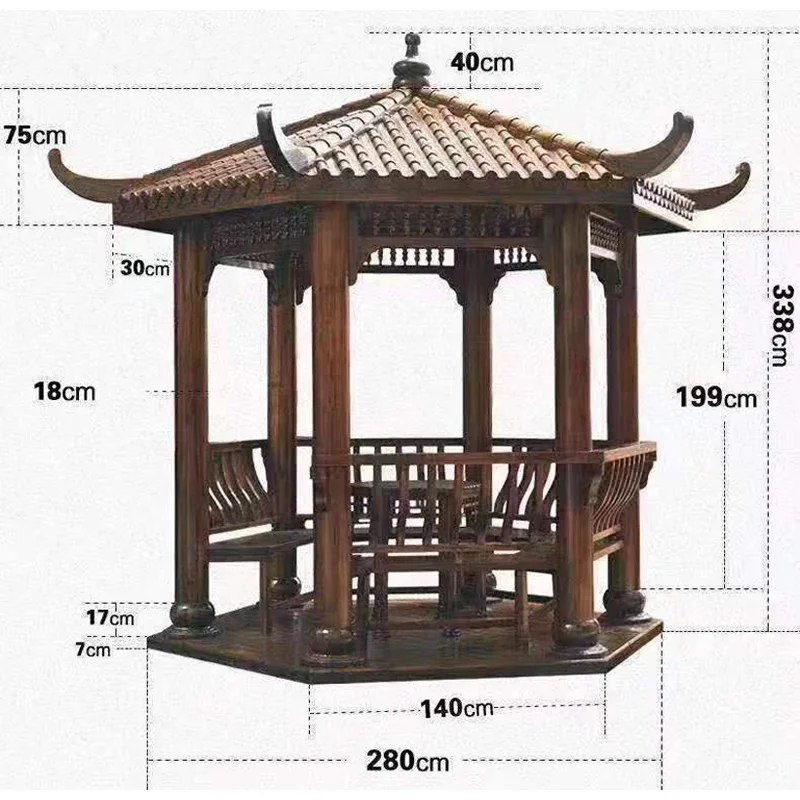 Pergola Canopy Patio Wood Garden Gazebo Chinese Style Timber Frame Waterproof Customizable