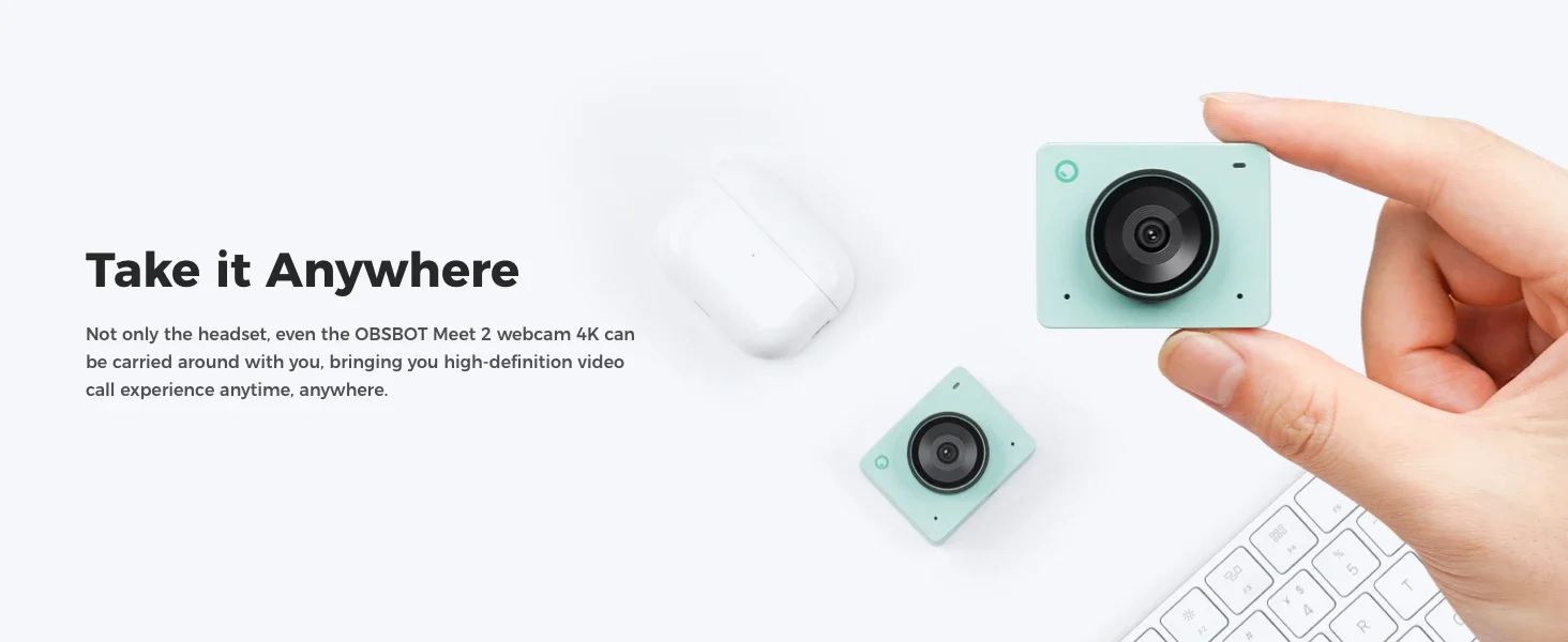 OBSBOT Meet 2 Dual omni-directional microphones with Auto Gain Control AI-Powered 4K Webcam For Meeting