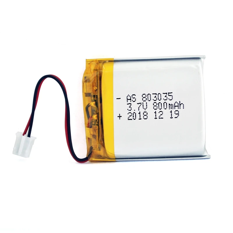 Rechargeable lithium polymer battery 3.7v 800mAh UL2054/CB certified 803035 Li polymer battery