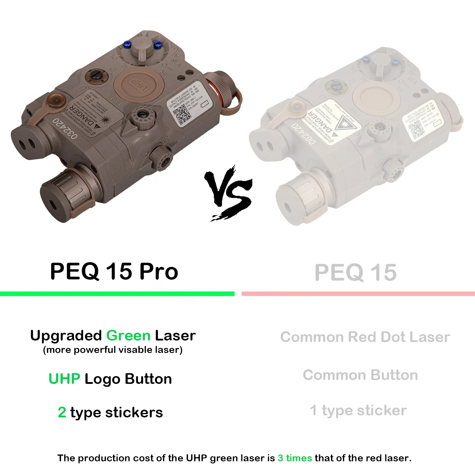 Actionunion Tactical Multi-function LA5 PEQ 15 Laser Light Battery Box case with Green LED light