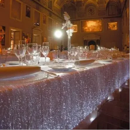 Fiber optic fabric table cloth LED luminous table runner used for  banquet
