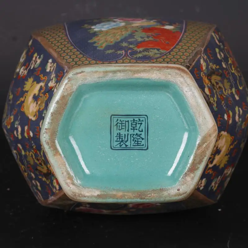 31.5cm high Chinese royal antique vase imitation gold enamel color flower and bird pot belly vase hot selling vase