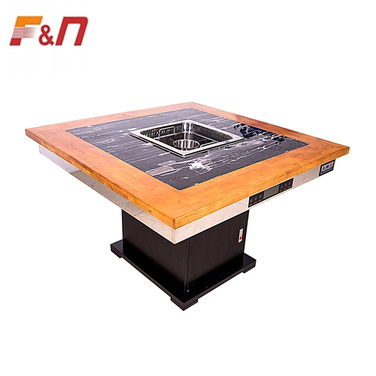Commercial factory price custom smokeless square hotpot dining table