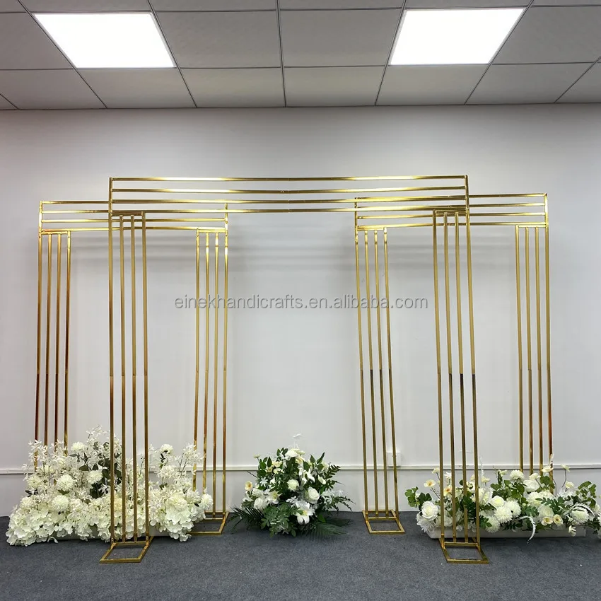 Gold-plated iron golden arch stand for wedding flower arch backdrop frame event decoration equipment
