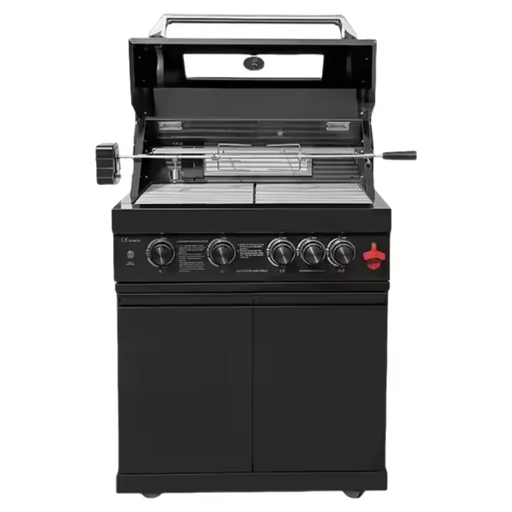 Outdoor Natural Gas Cooker Oven Gas Grill Black Stainless-Steel Built-In BBQ Grills Plate Smokeless Smoker for Camping Barbeque