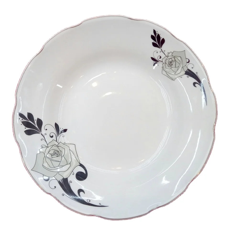 ceramic soup plate deep plate,Wholesale factory price custom design white porcelain round 9 inch soup plate