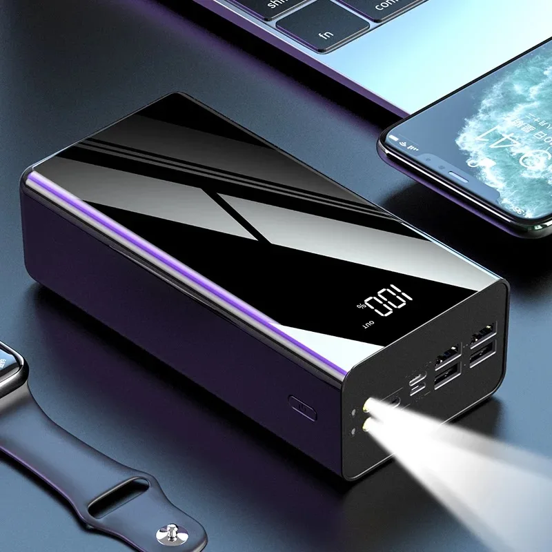 50000mAh Powerbank Larger Capacity Portable  Power Bank 50000 Mah Four Port Output Digital  Charger with LED Lights