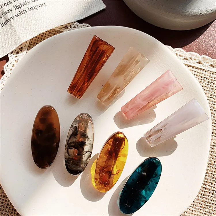 Marble Clip Korean Geometric Resin Duckbill Plastic Hair Pin Accessories
