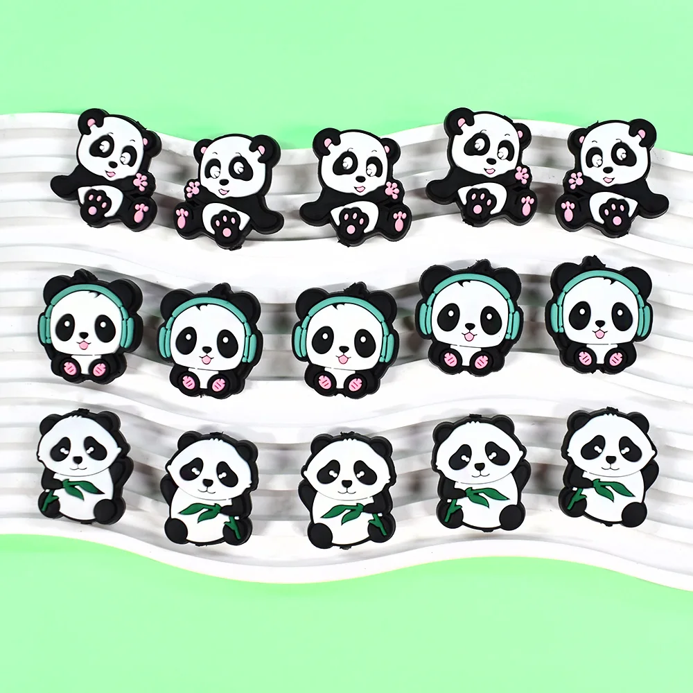 5pcs/Pack Factory Direct New Silicone Focal Beads For Pen Making Diy Pen Accessories Panda Silicone Focal Bead