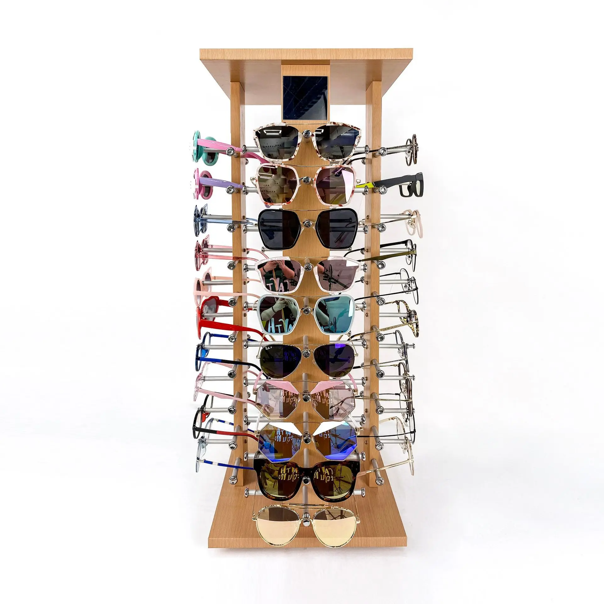 Best Sales Sunglass Shelf Revolving Eyewear Rack Wooden Desktop Eyeglasses Stand Display