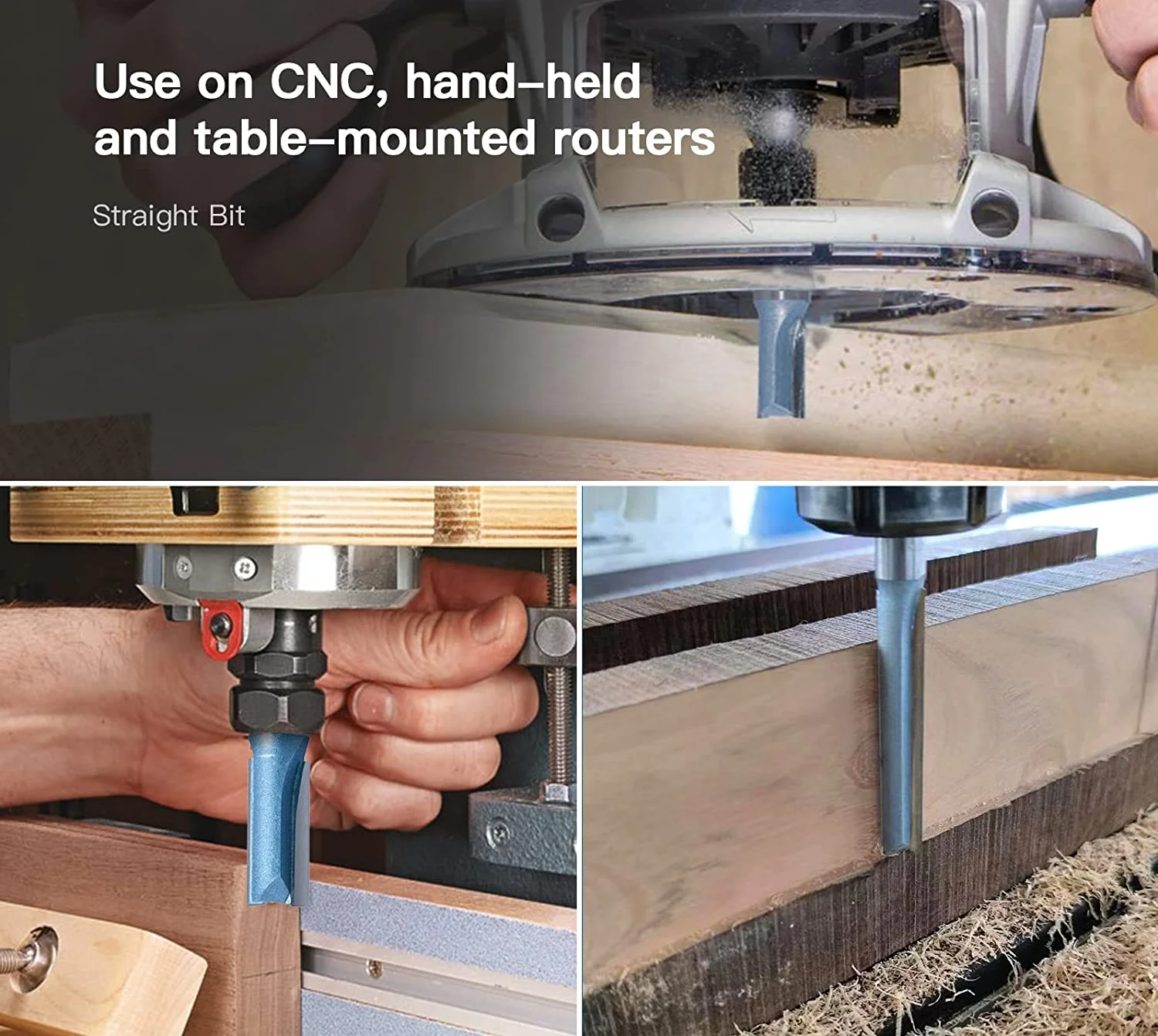 Tideway 1/2 Inch 2 Flutes  Tungsten Carbide Tipped Trimming Wood Sizing CNC Router Bit Straight Milling Cutter For Woodworking