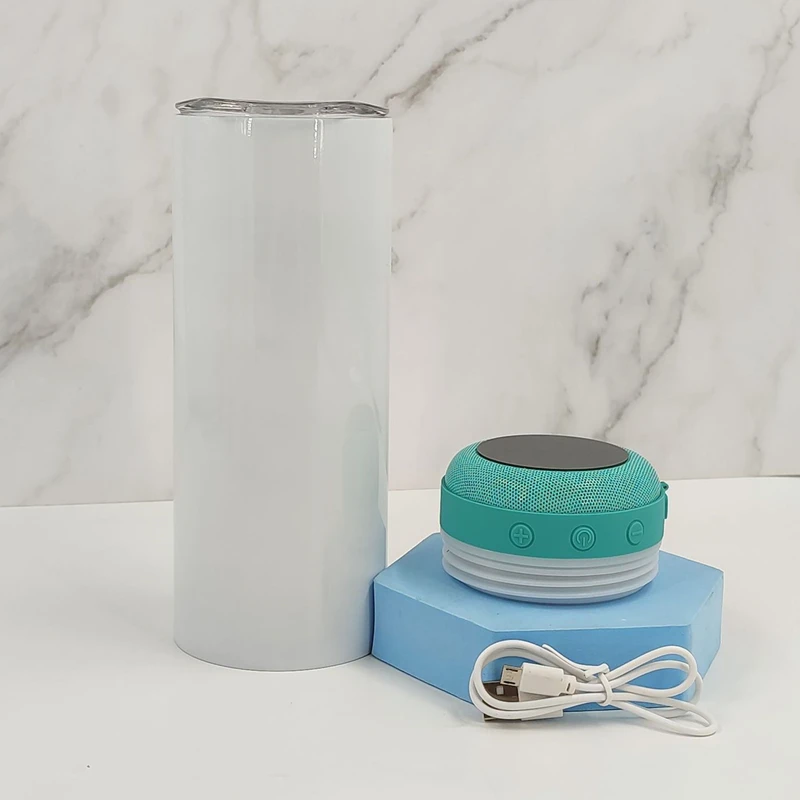 Double Wall Insulated Waterproof Wireless Music Player Blank 20oz Straight Speaker Skinny Tumbler Sublimation Water Bottles
