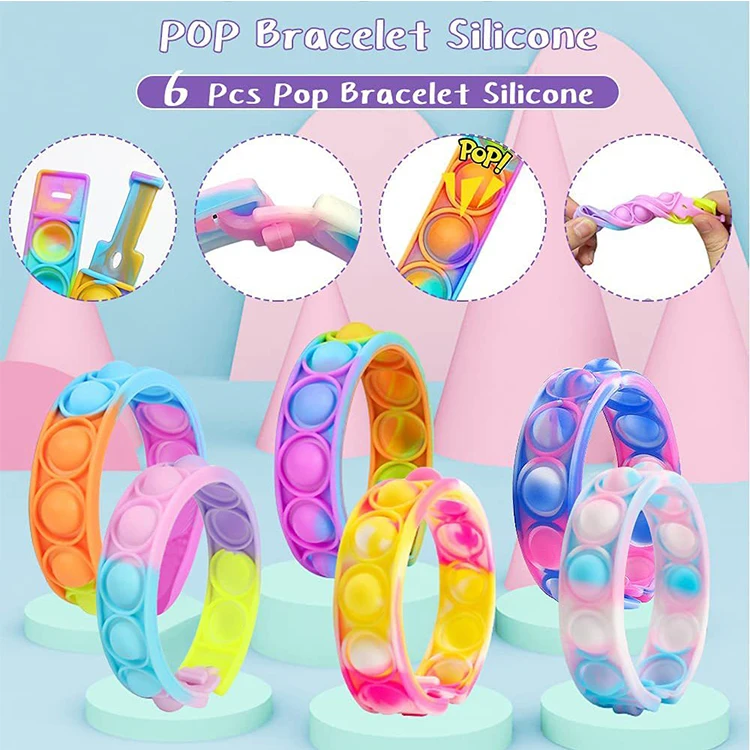 New Stress Relief Popping It Silicone Push Bubble Squeeze Sensory Fidget Toy Popit Bracelets