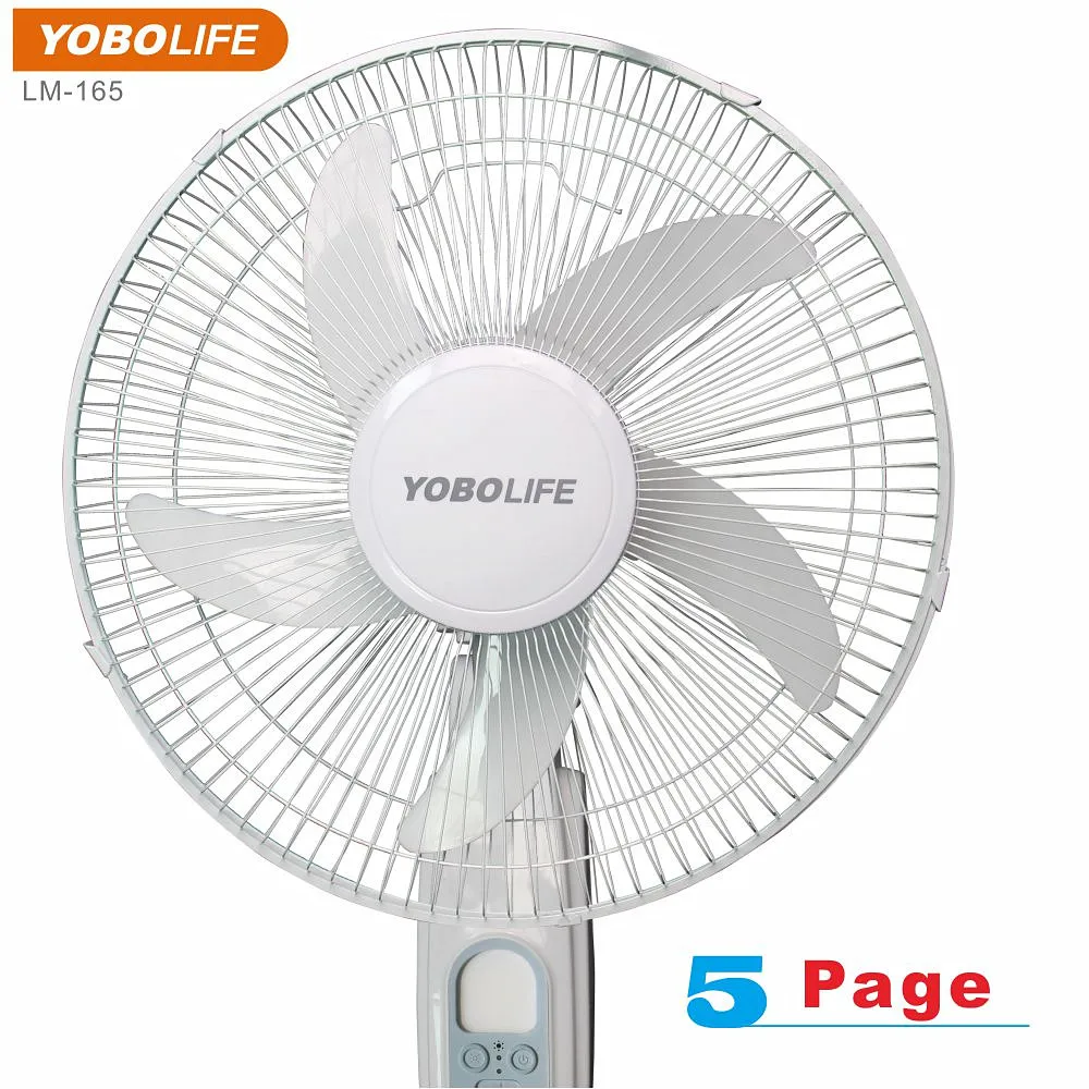 New Model LM-165 AC/DC Operated 16 Inch Rechargeable Stand Fan With LED Light USB Output Charging Solar Fan for Home