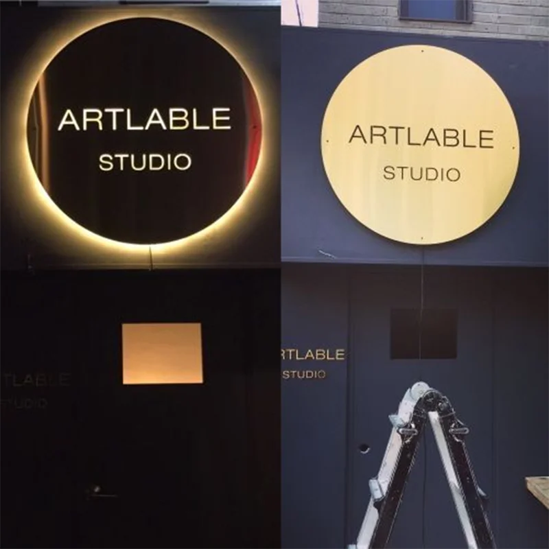 Laser Cut LED Light Box Stainless Steel Illuminated Business Logo Sign Customize Hollow Out LED Shop Logo Light Box