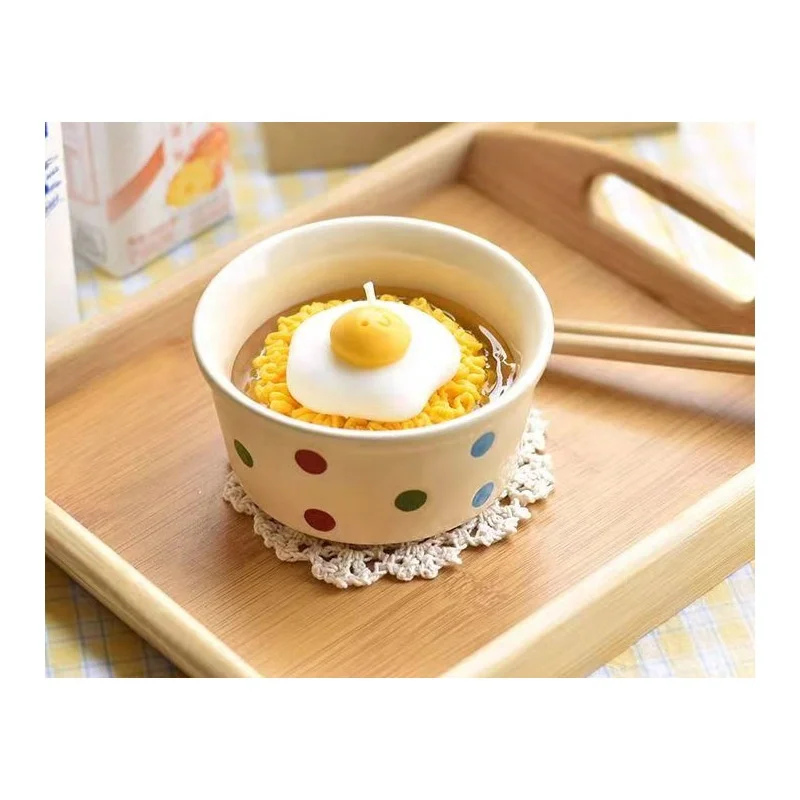 Creative Smile Egg Instant Noodles Poached Eggs Soy Wax Birthday Gift Scented Candles