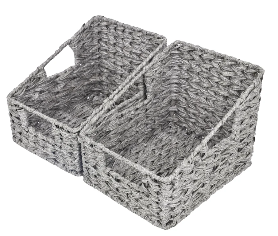 Professional Factory Grey Trapezoid Woven Plastic And Wire Basket For Home Storage