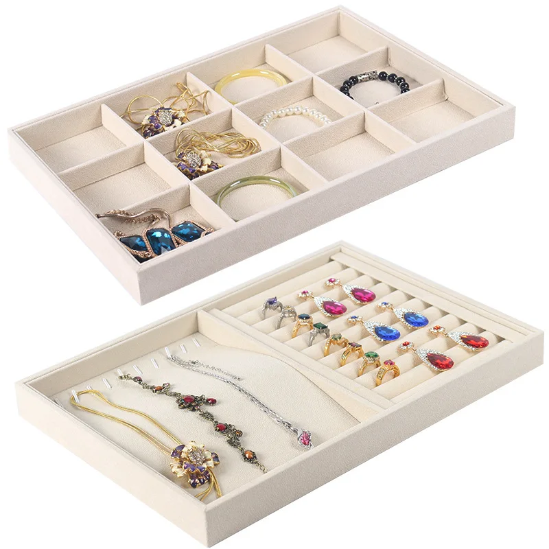 Bracelet Earring Storage Display Tray Rectangle Ring Display Plate Flannel Necklace Jewelry Tray
