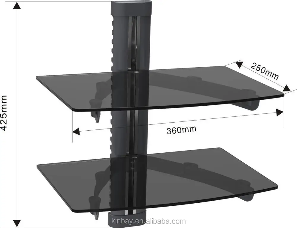 Double tempered glass wall mount dvd player shelf AV stand set-top box wall mount