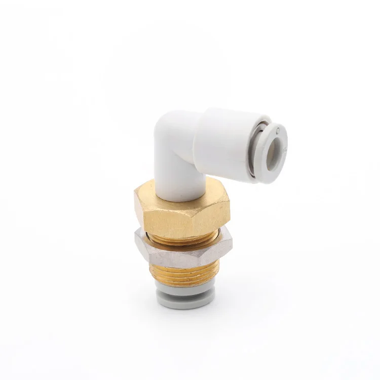 
KQ2LE series pneumatic connector bulkhead connector baffle elbow for external thread 
