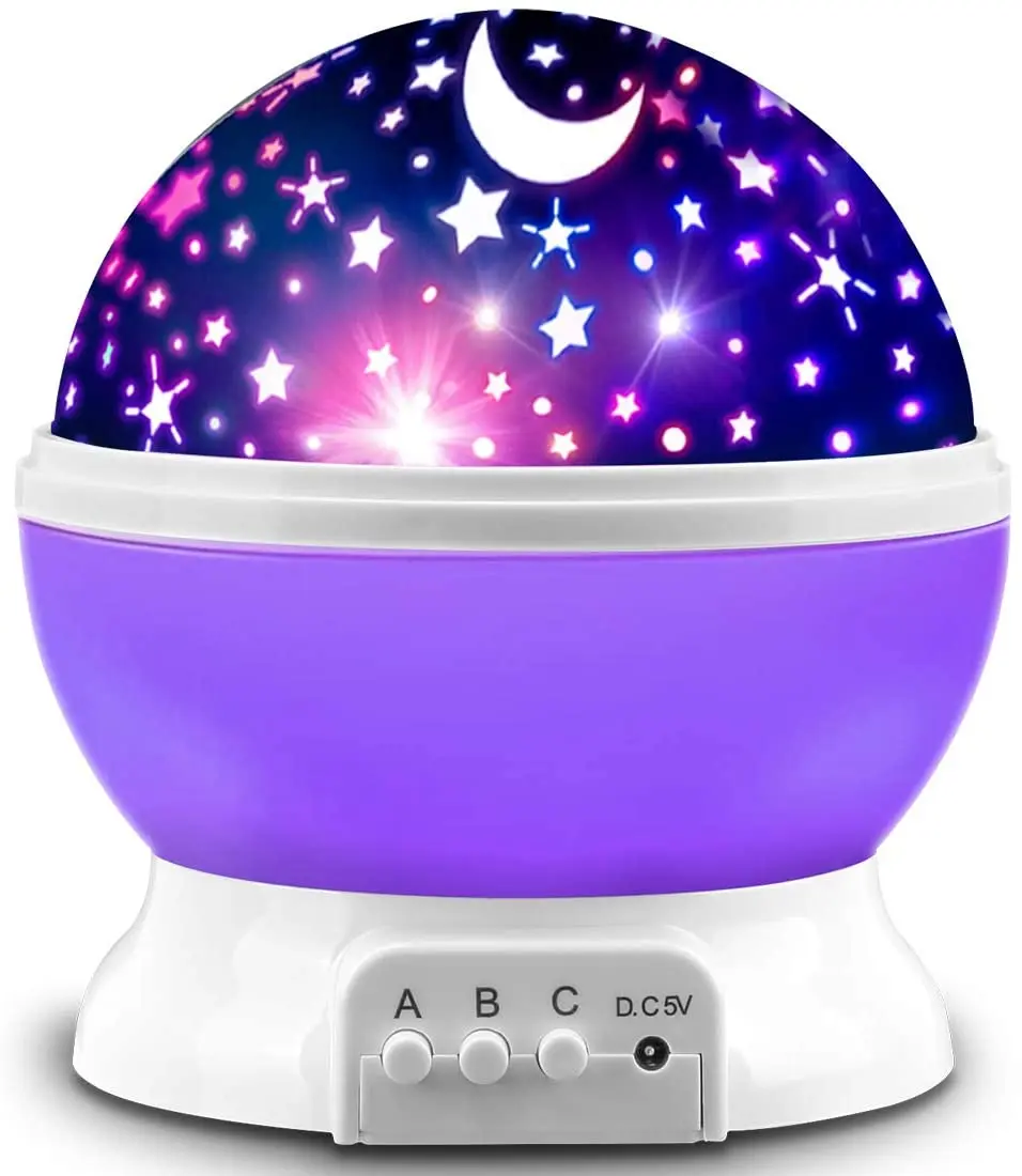 Home Decoration Remote Control Star Moon Light Projector Plastic Material Led Nigh Light Lamp