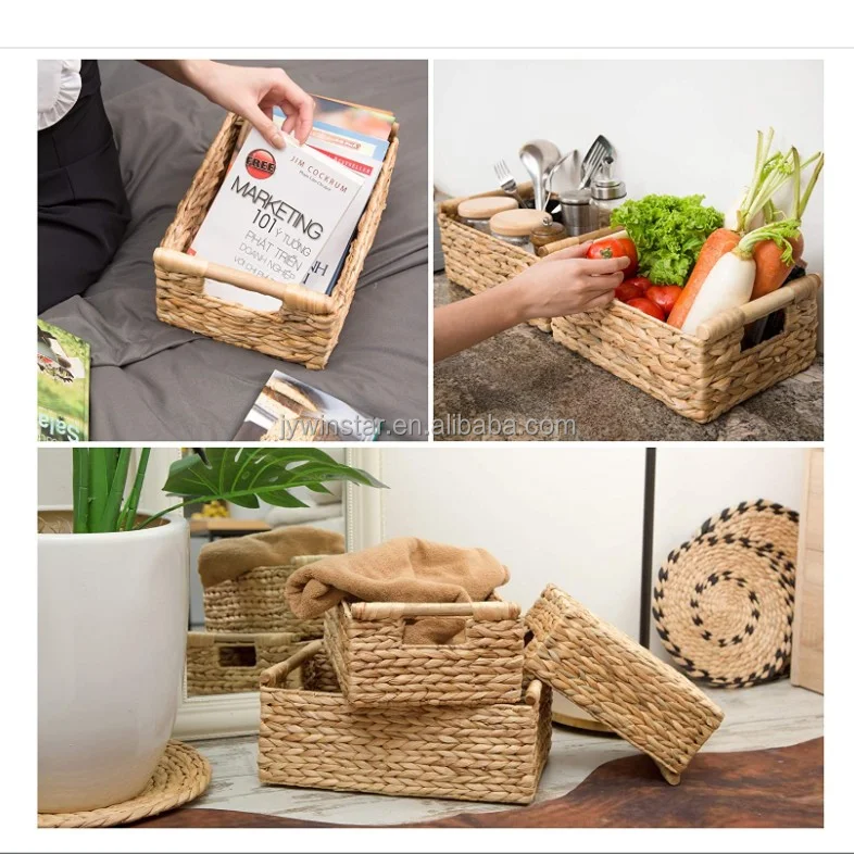 Organizing Straw Rope Woven Storage Baskets Set Of 3,Basket Water Hyacinth Storage Baskets Square Water Hyacinth Basket Box Water Hyacinth Tray Basket Panier,Woven Storage Baskets Water Hyacinth Nesting Basket Water Hyacinth Basket Natural Water Hyacinth Storage BasketWoven Rectangular Basket Rope Woven Storage Baskets Set Of 3 Seagrass Basket Rectangle Product  100%water hyacinth basket 