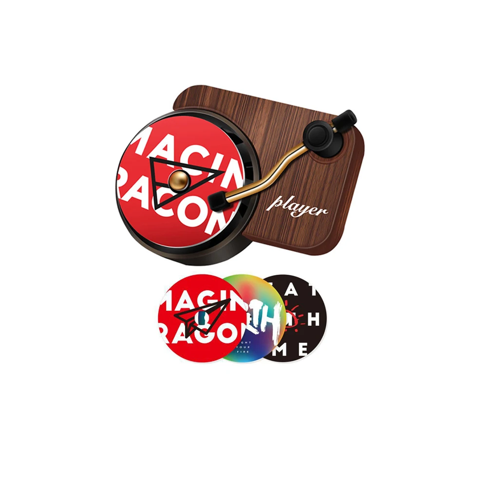 JSZ Turntable Phonograph Car Fragrance Diffuser Car Air Freshener With Replace Aromatherapy Sheet Record Player Car Perfume