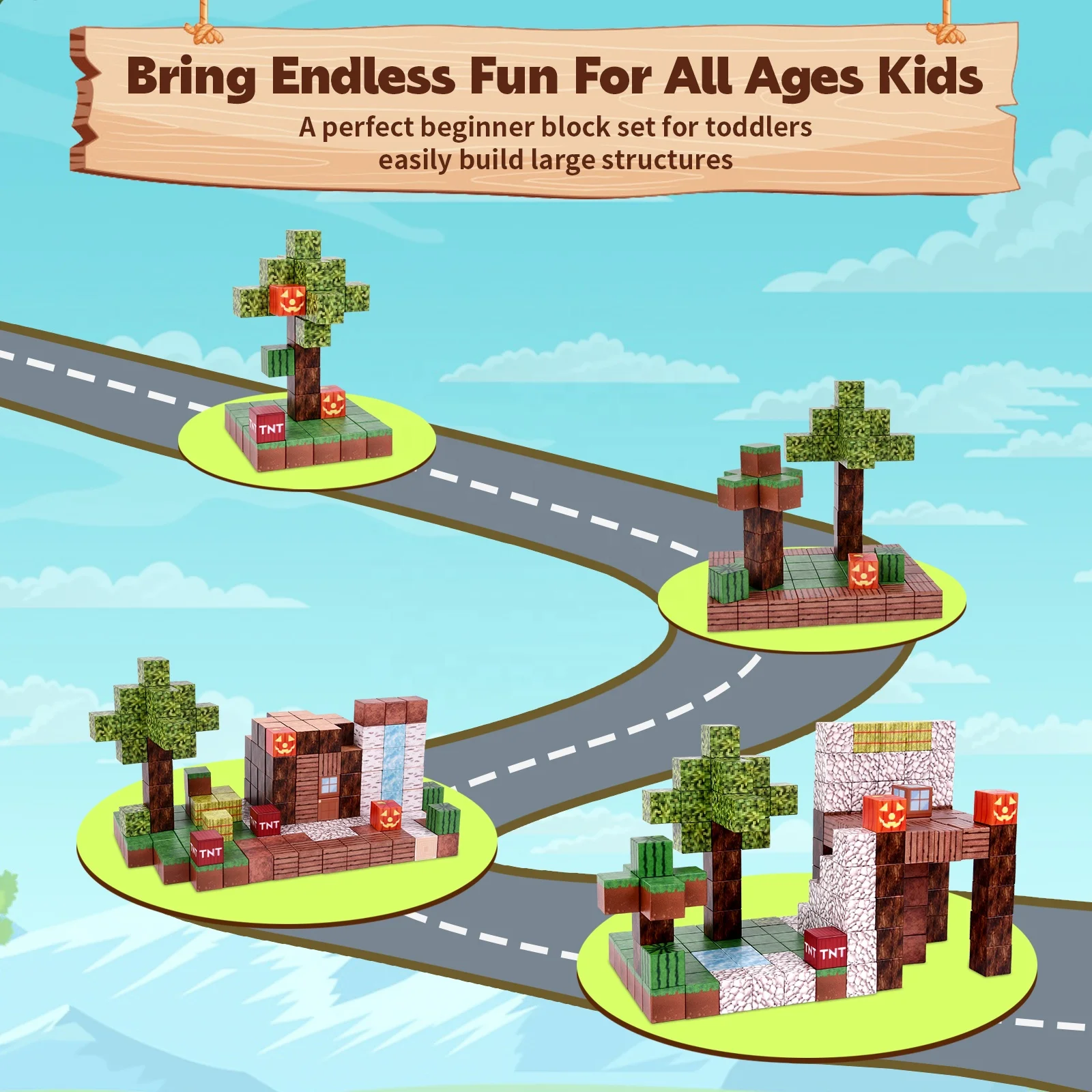 Magnetic Blocks-Build Mine Magnet World Edition Magnetic Toys for Boys & Girls Age 3-4 4-5 6-8