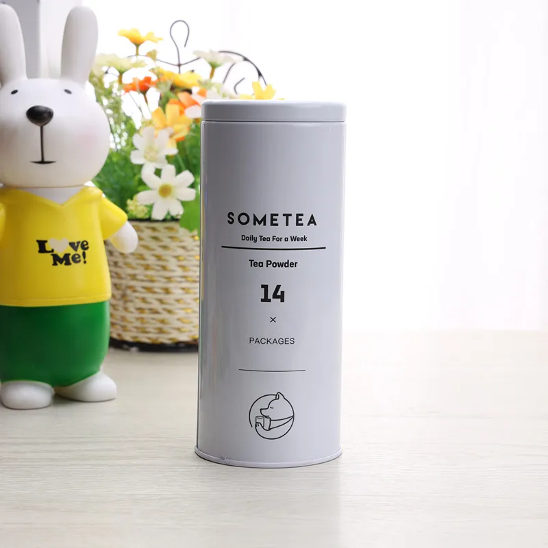 Круглая чайная жестяная коробка с внутренней крышкой