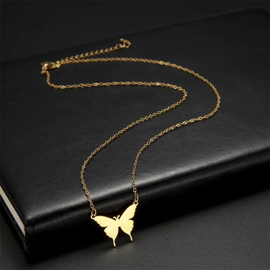 Butterfly Choker Necklace for Women Stainless Steel Gold Color Neck Chains 2022 Fashion Jewelry Girls Gifts Wholesale