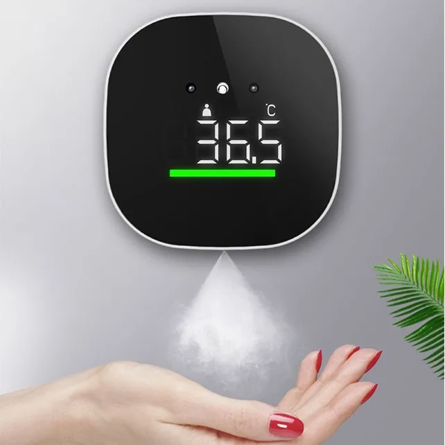 Wall Mounted Auto Sensor Thermo meter Fast Temperature Measuring Hands Disinfection Soap Dispenser K9 pro