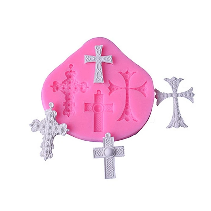 Chinese Factory Good Quality Easy To Clean Silicone Cross Crucifix Pink Industrial Soap Molds For Cake Soap