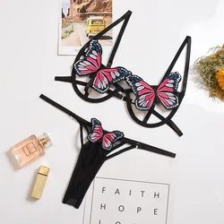 New Arrival Sexy Open Bra Women Sexy Butterfly  lingerie Set