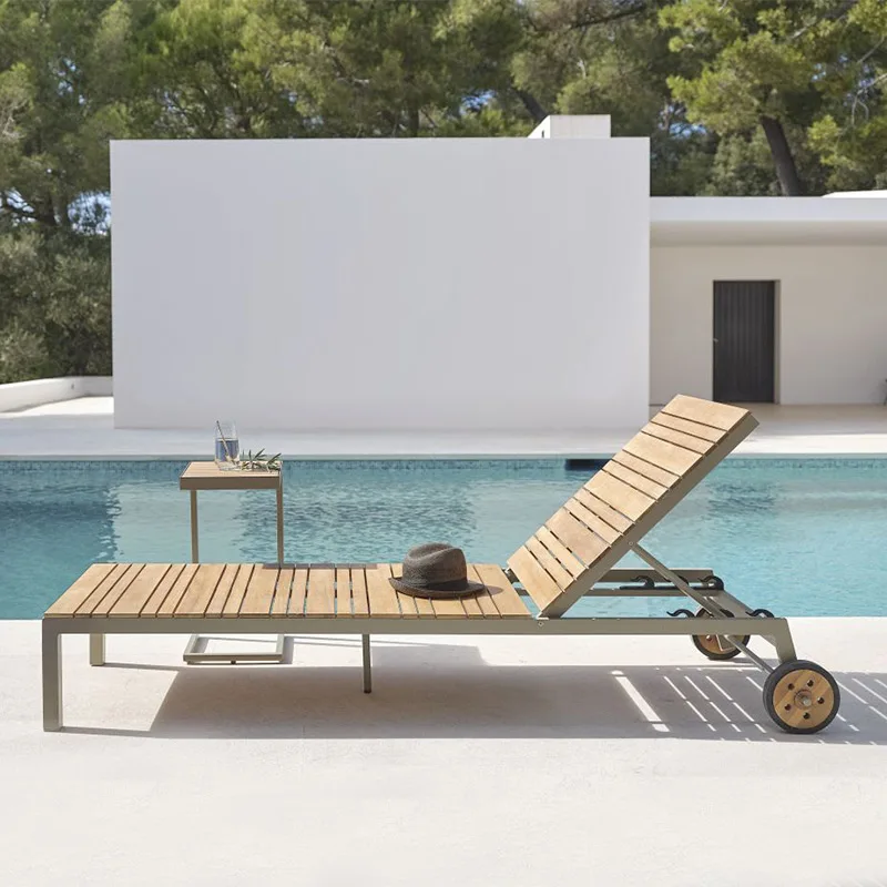 Garden Furniture  Outdoor Aluminum Teak Sun Lounger
