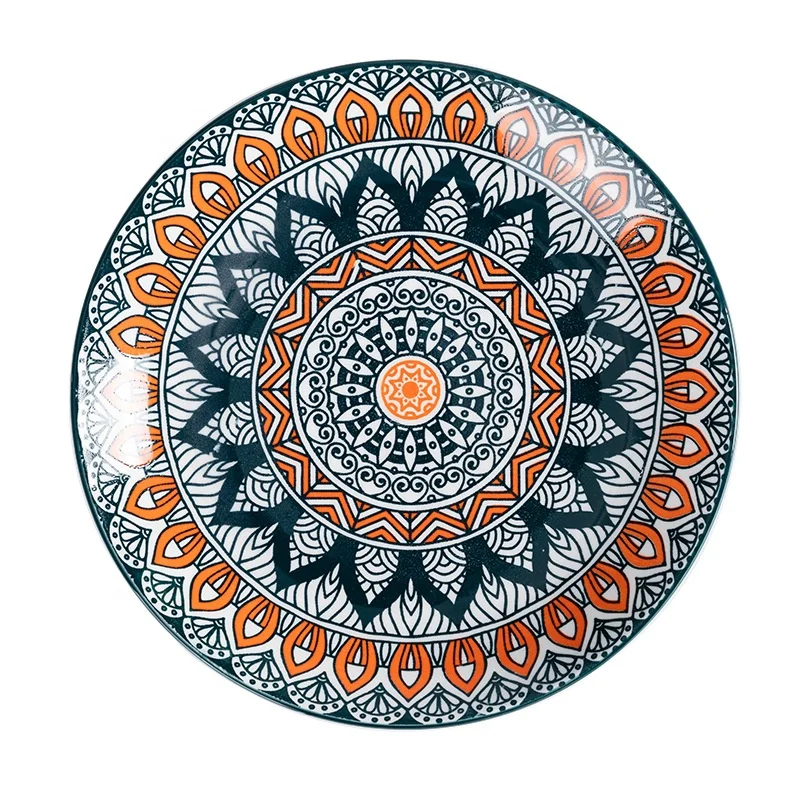 Bohemian Style Wholesale Ceramic Baking Dishes Plate With Handle Ready To Ship