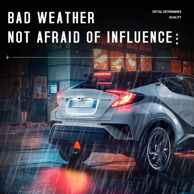 NEW Car LED Brake Light 12V Red Triangle F1 Style Tail Light Strobe Parking Warning Light Anti-collision Lamp for Car Truck RV