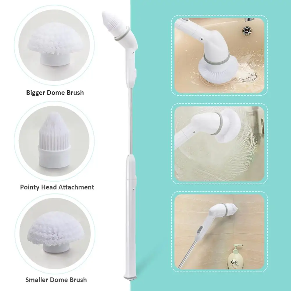 Multi-functional Wireless Electric Spin Scrubber  Cleaning Brush Long Handle Bathroom Floor Toilet Cleaning Tool rechargeable